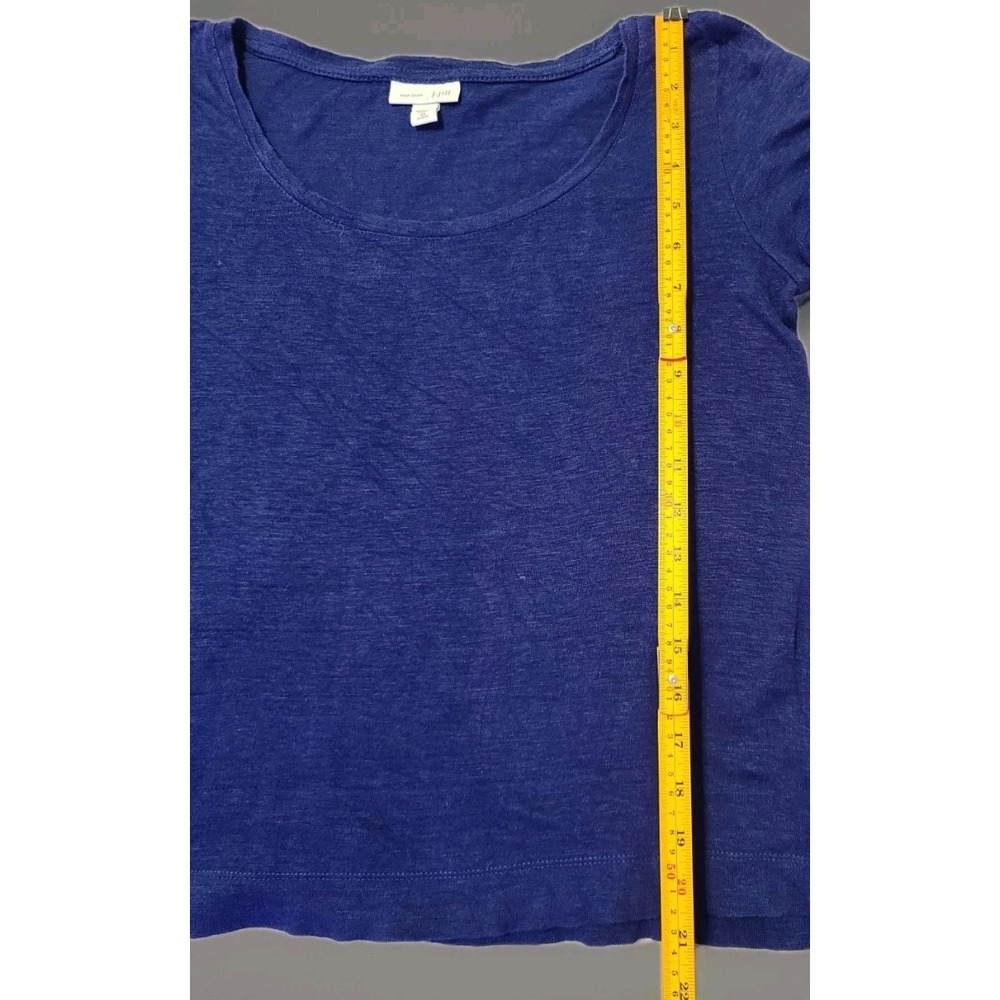 J.Jill Love Linen Short Sleeve Top Women's Sz XS Blue Scoop Neck Basic Tee - Picture 6 of 7